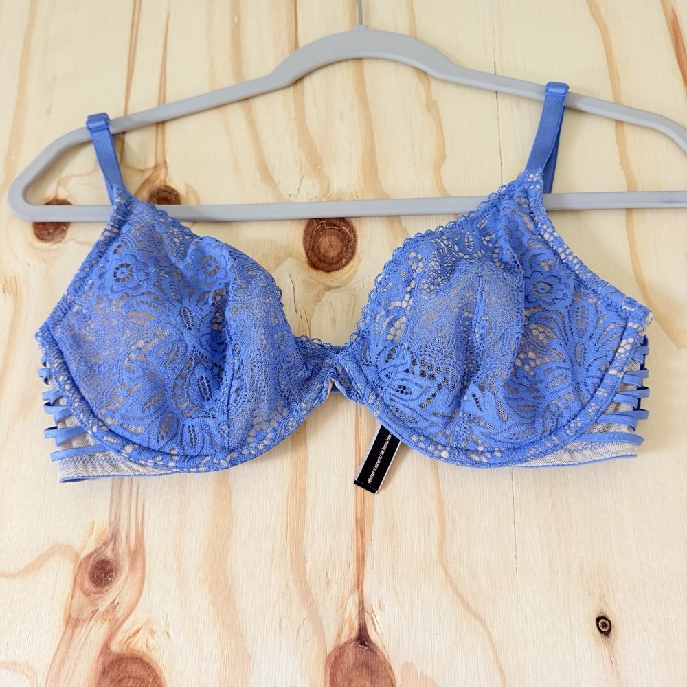 Victoria's Secret Underwire Very Sexy Unlined Plunge Bra Blue Womens Size 32DD